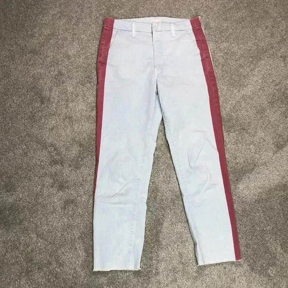 Mother Chino Pants Sz 26 The Shaker Prep Fray Blue Red Stripe - Picture 2 of 16